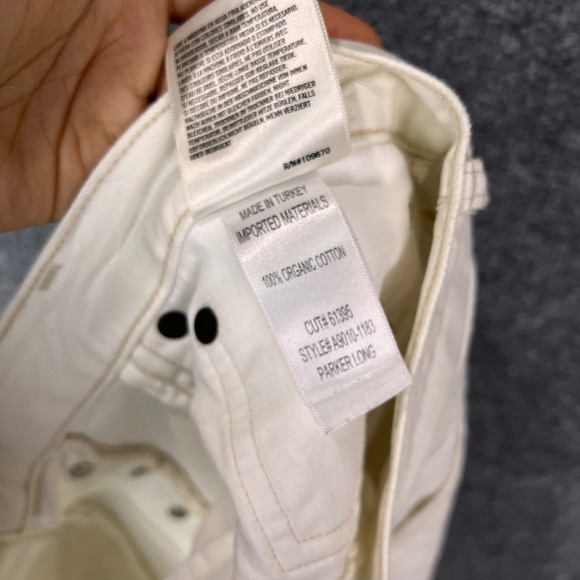 AGOLDE Parker long Denim Cut Off Shorts Button Fly Frayed Hem Womens Size 28 - Picture 10 of 11